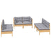 6 Piece Garden Lounge Set With Grey Cushions Solid Pinewood