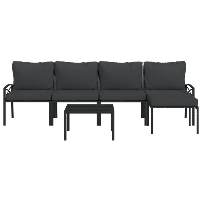 6 Piece Garden Lounge Set With Grey Cushions Steel Tonikpo