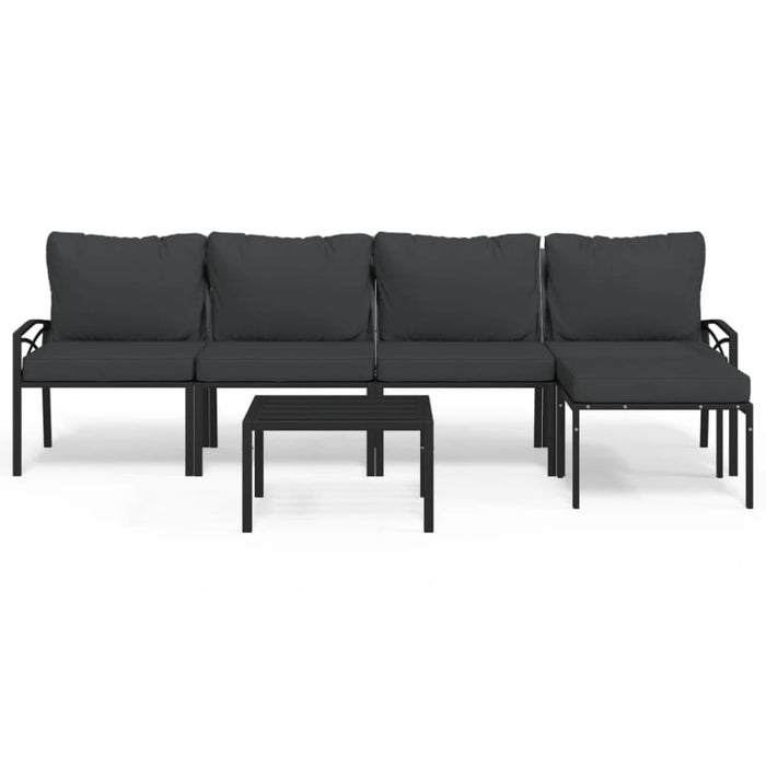 6 Piece Garden Lounge Set With Grey Cushions Steel Tonikpo