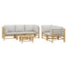 6 Piece Garden Lounge Set With Light Grey Cushions Bamboo