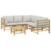 6 Piece Garden Lounge Set With Light Grey Cushions Bamboo