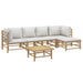 6 Piece Garden Lounge Set With Light Grey Cushions Bamboo