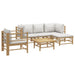 6 Piece Garden Lounge Set With Light Grey Cushions Bamboo