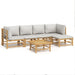 6 Piece Garden Lounge Set With Light Grey Cushions Bamboo