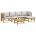 6 Piece Garden Lounge Set With Light Grey Cushions Bamboo