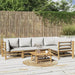 6 Piece Garden Lounge Set With Light Grey Cushions Bamboo