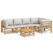 6 Piece Garden Lounge Set With Light Grey Cushions Bamboo