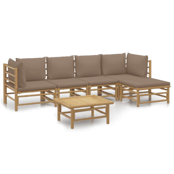 6 Piece Garden Lounge Set With Taupe Cushions Bamboo Toppool