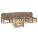 6 Piece Garden Lounge Set With Taupe Cushions Bamboo Toppool