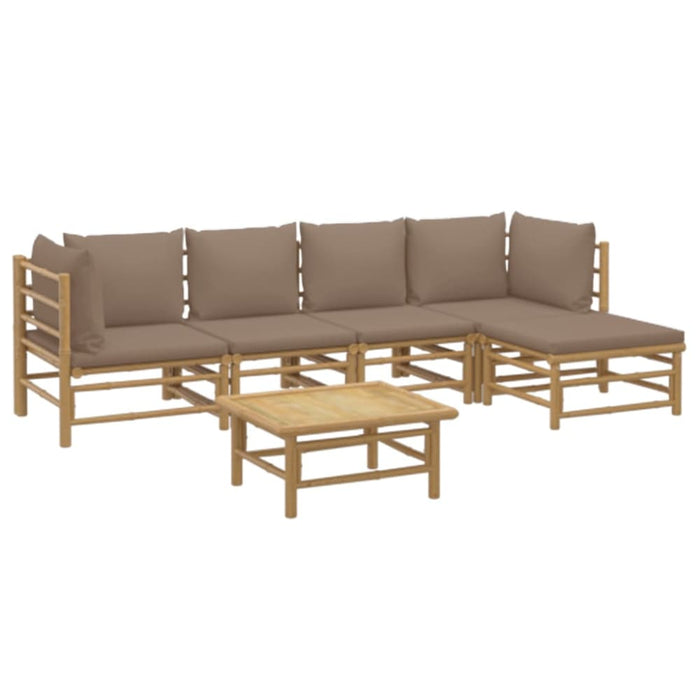 6 Piece Garden Lounge Set With Taupe Cushions Bamboo Toppool