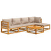 6 Piece Garden Lounge Set With Taupe Cushions Solid Wood