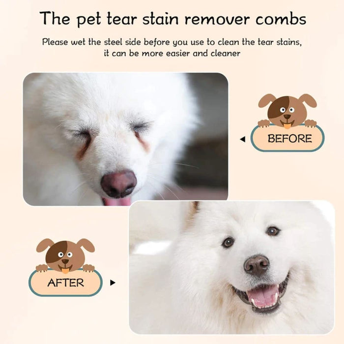 6 Piece Pet Tear Stain Remover Comb Set Double Sided