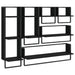 6 Piece Wall Shelf Set With Bars Black Engineered Wood