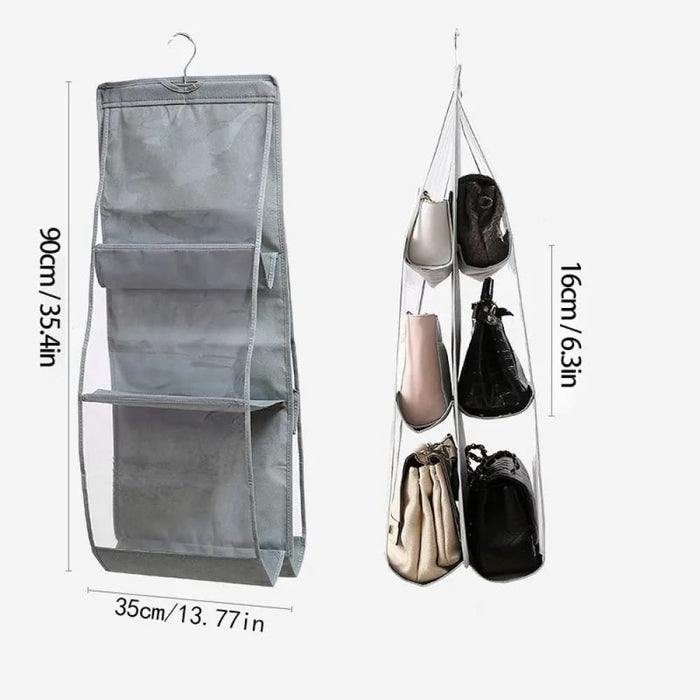 6 Pocket Waterproof Clear Hanging Handbag Organizer