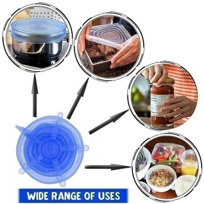 Vibe Geeks 6 Pcs Reusable Universal Silicon Stretch Bowl