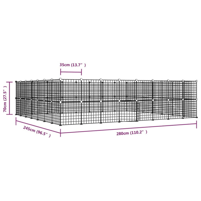 60-panel Pet Cage With Door Black 35x35 Cm Steel Tooabax