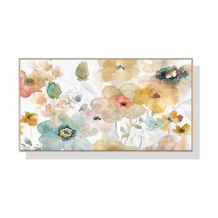 60cmx120cm Floral Watercolor Style Wood Frame Canvas Wall