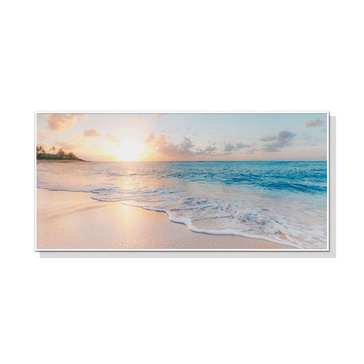 60cmx120cm Ocean And Beach White Frame Canvas