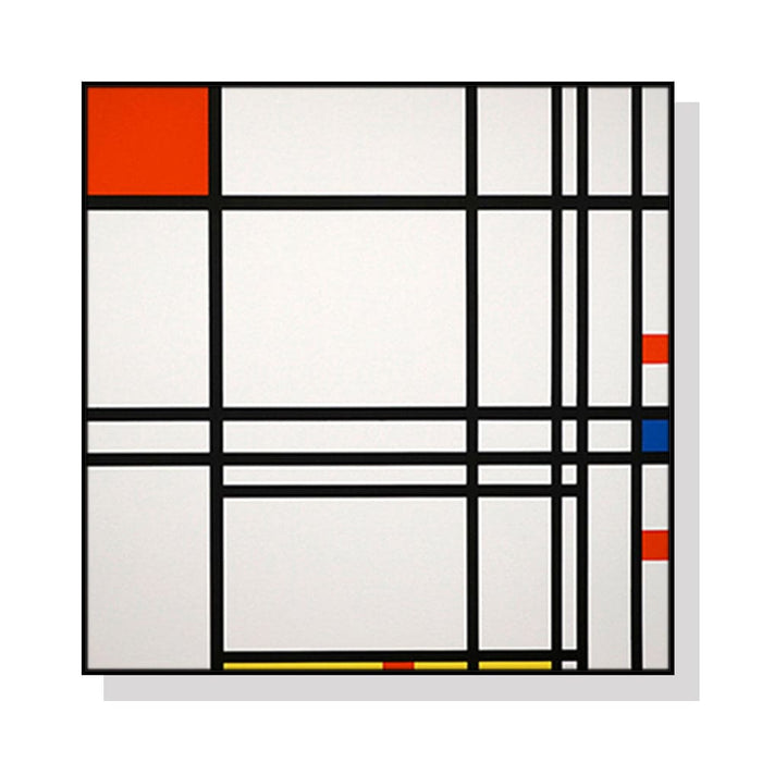 60cmx60cm Abstract Art By Piet Mondrian Black Frame Canvas