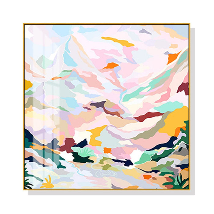 60cmx60cm Abstract Pink Mountain Hand Painted Style Gold