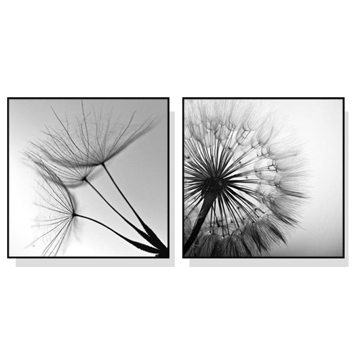 60cmx60cm Black And White Dandelion 2 Sets Frame Canvas