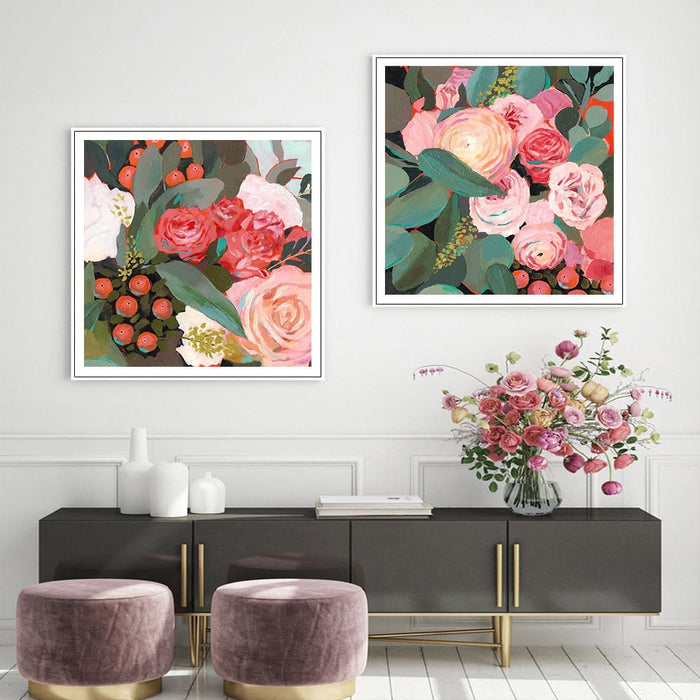 60cmx60cm Eucalyptus Bouquet 2 Sets White Frame Canvas Wall