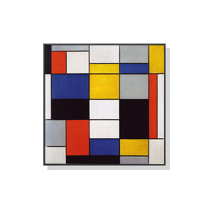 60cmx60cm Large Composition a By Piet Mondrian Black Frame