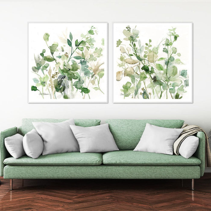 60cmx60cm Sage Garden By Carol Robinson 2 Sets White Frame