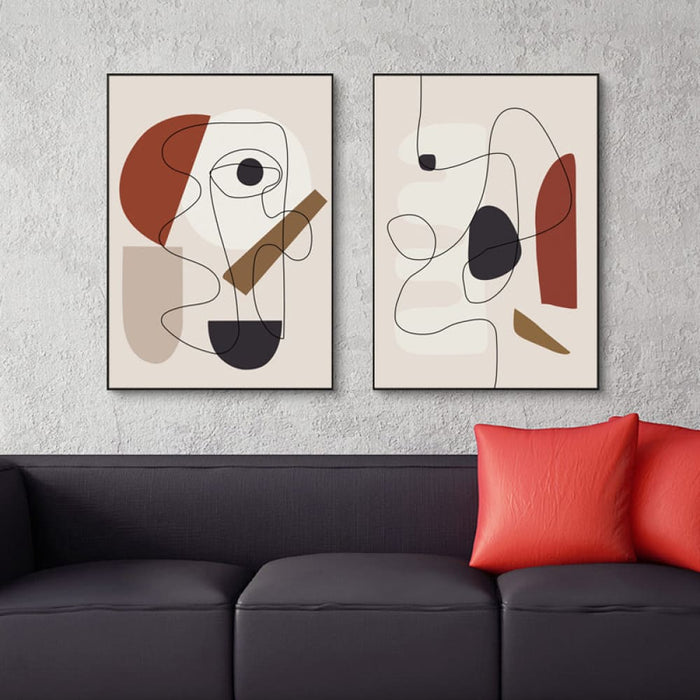 60cmx90cm Abstract Line Art By Picasso 3 Sets Black Frame