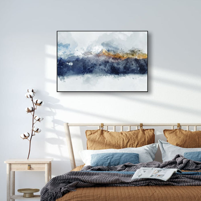 60cmx90cm Abstract Sunlight Mountains Black Frame Canvas