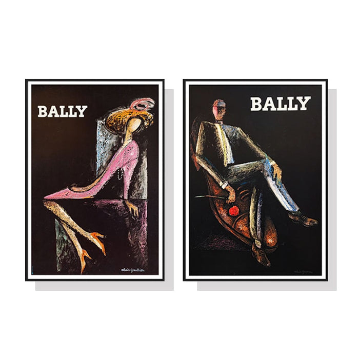 60cmx90cm Bally Man & Woman 2 Sets Black Frame Canvas Wall