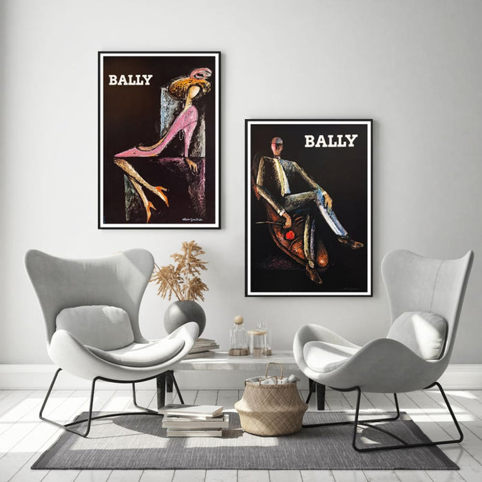 60cmx90cm Bally Man & Woman 2 Sets Black Frame Canvas Wall