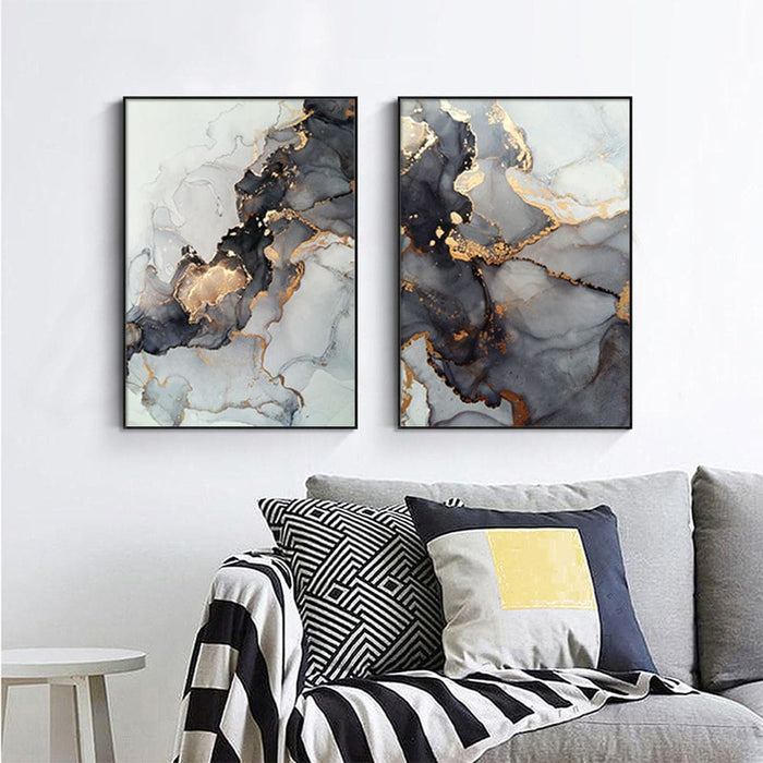 60cmx90cm Black Splash 2 Sets Frame Canvas Wall Art