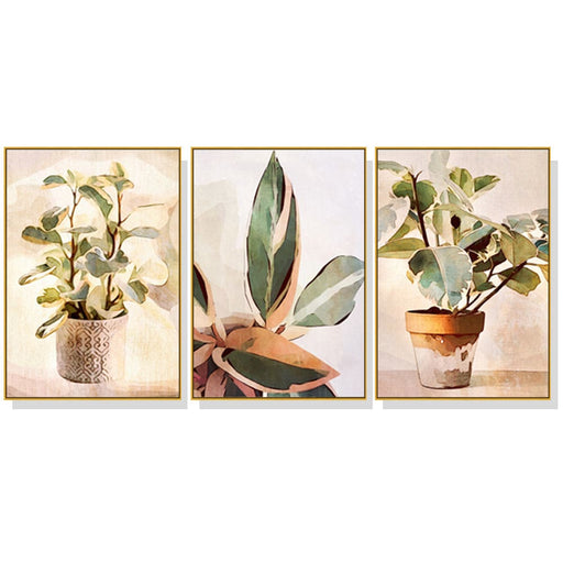 60cmx90cm Botanical Leaves Watercolor Style 3 Sets Gold