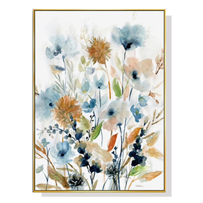 60cmx90cm Colourful Floras Watercolour Style i Gold Frame