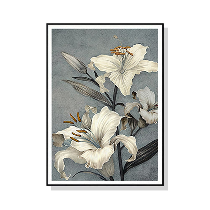 60cmx90cm Floral Lily Ii Black Frame Canvas Wall Art