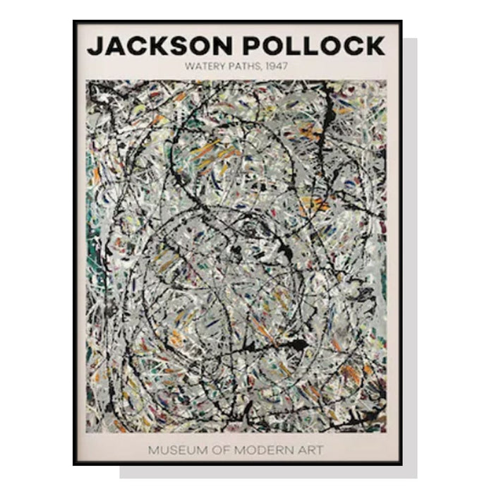 60cmx90cm Jackson Pollock Exhibition Iii Black Frame Canvas