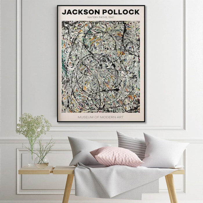 60cmx90cm Jackson Pollock Exhibition Iii Black Frame Canvas