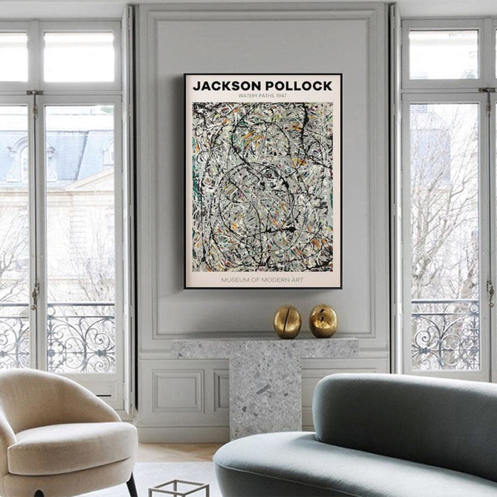 60cmx90cm Jackson Pollock Exhibition Iii Black Frame Canvas