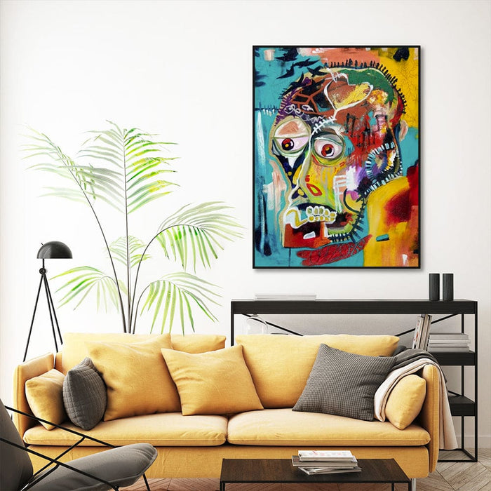 60cmx90cm Pop Art By Michel Basquiat Black Frame Canvas Wall