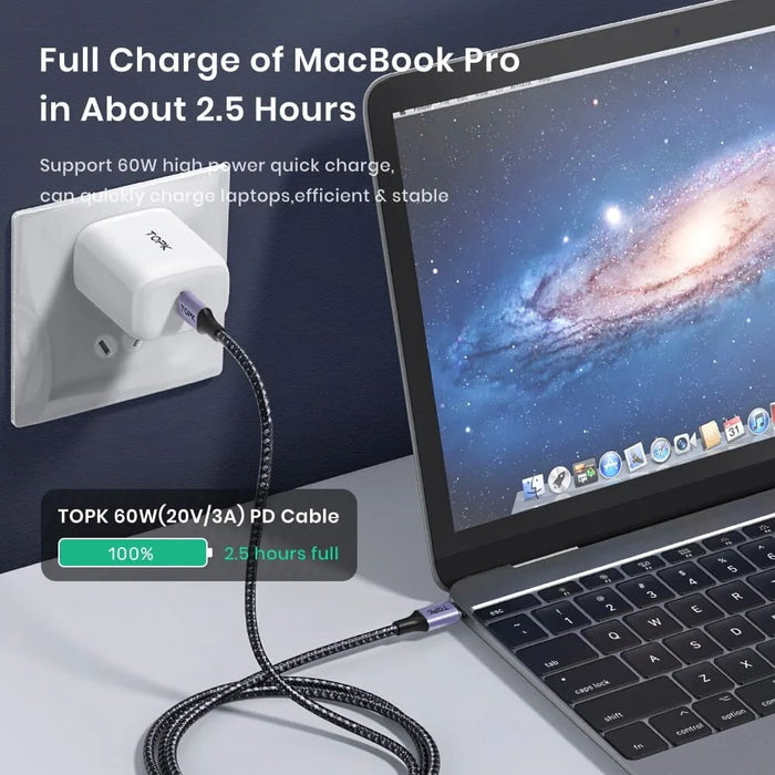 60w Pd Fast Charger Cable For Macbook Pro Usb c To Type