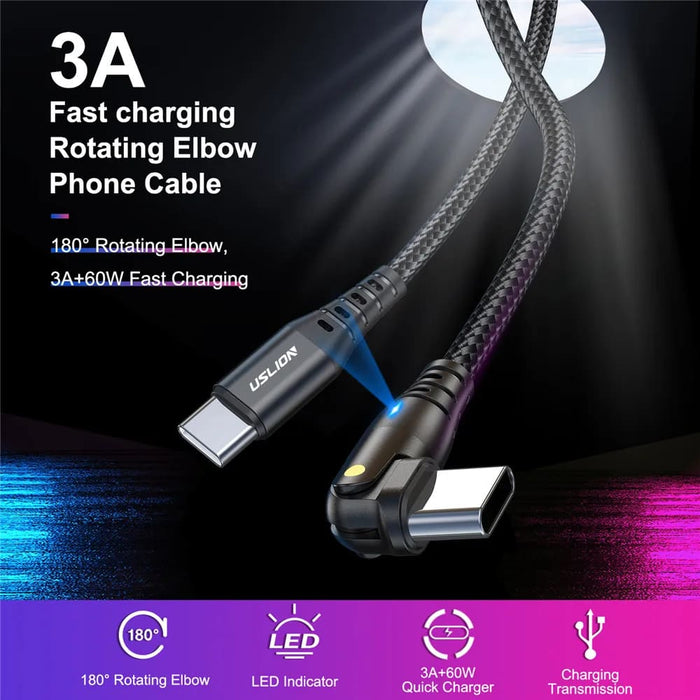 60w Usb c Fast Charge Cable for Xiaomi Samsung Macbook 180
