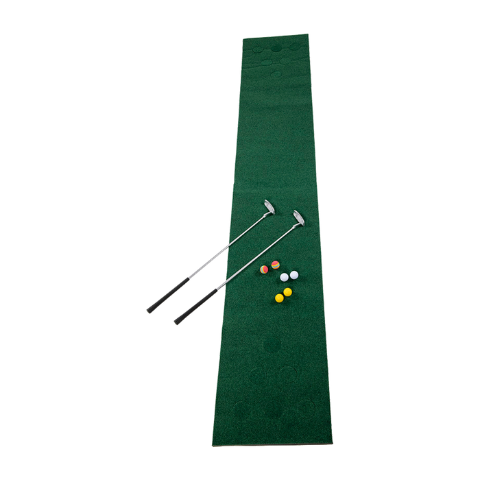 Golf Beer Pong Game Toy Set Green Golf Putting Matt with 2 Putters 6 Balls