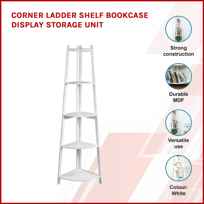 Corner Ladder Shelf Bookcase Display Storage Unit