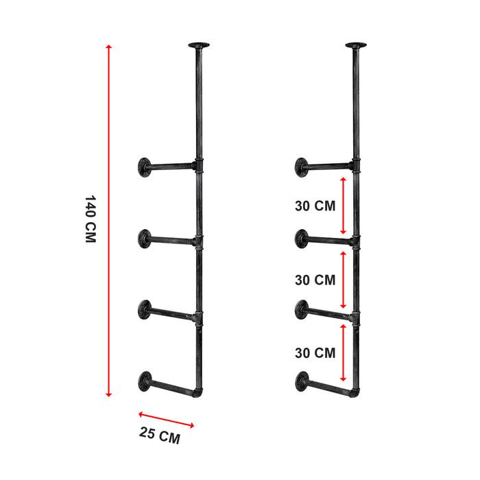 Wall Shelves Display Bookshelf Industrial DIY Pipe Shelf Rustic Brackets