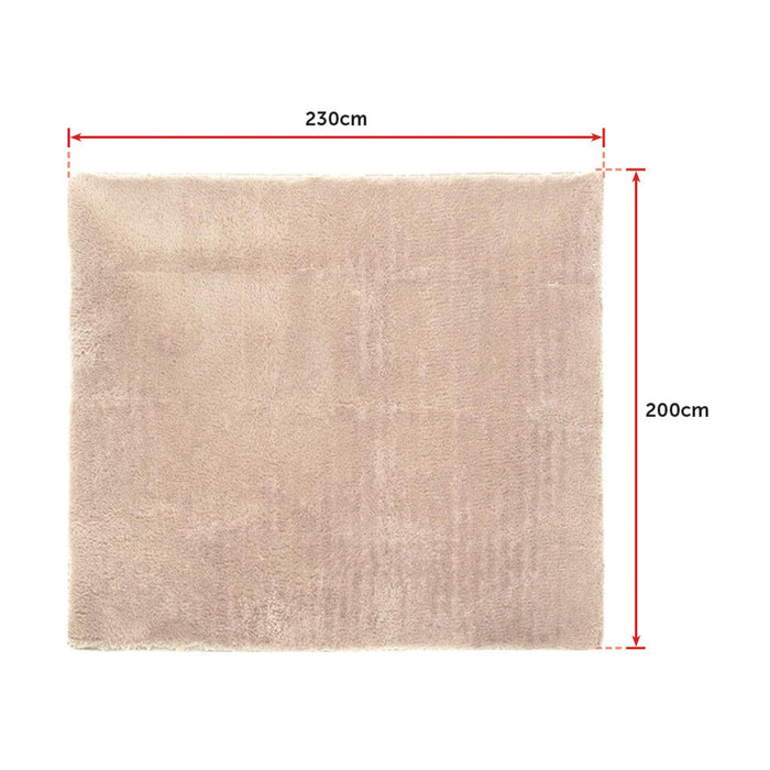 230x200cm Floor Rugs Large Shaggy Rug Area Carpet Bedroom Living Room Mat - Beige