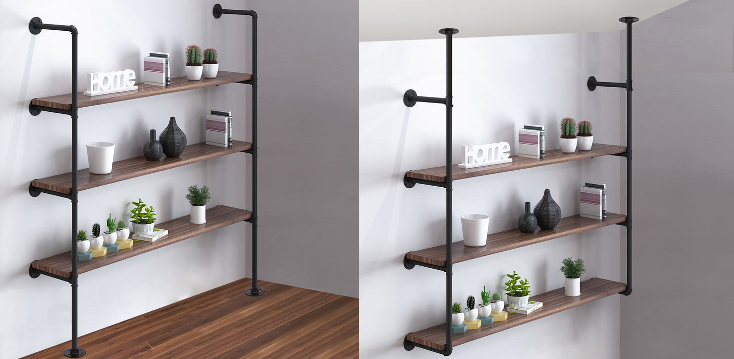 Wall Shelves Display Bookshelf Industrial DIY Pipe Shelf Rustic Brackets