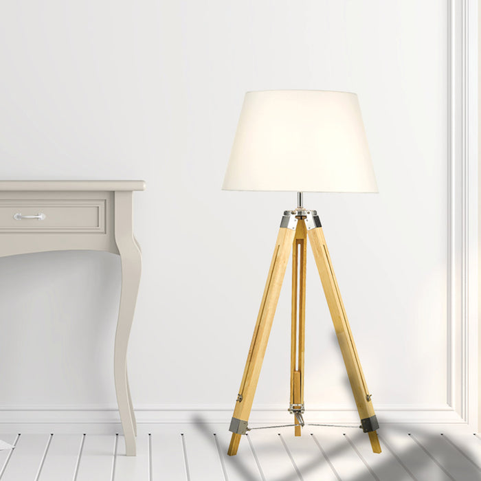 Modern Floor Lamp Wood Tripod Home Bedroom Reading Light 145cm