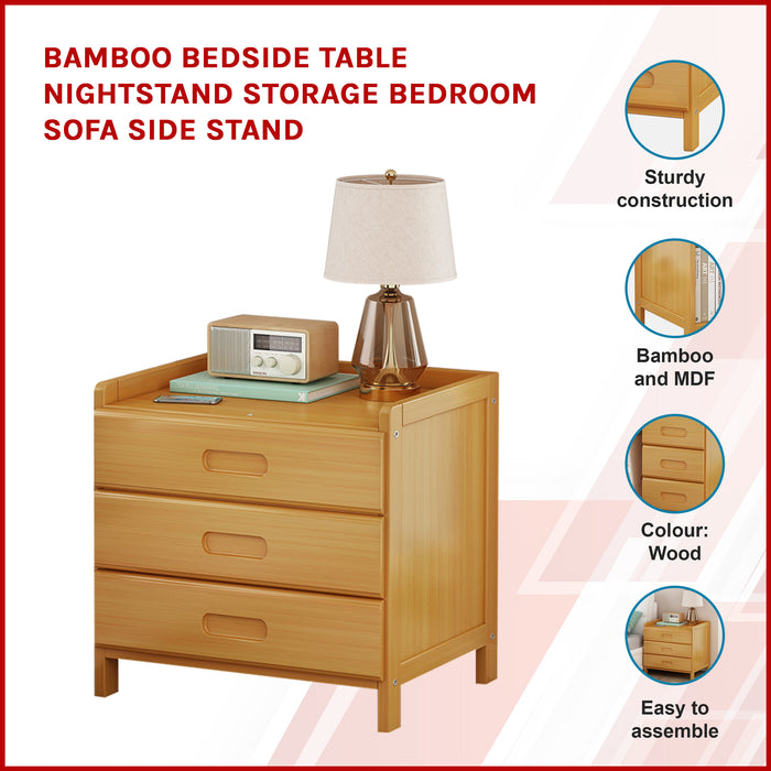 Bamboo Bedside Table Nightstand Storage Bedroom Sofa Side Stand