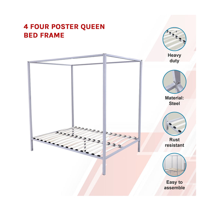 4 Four Poster Queen Bed Frame